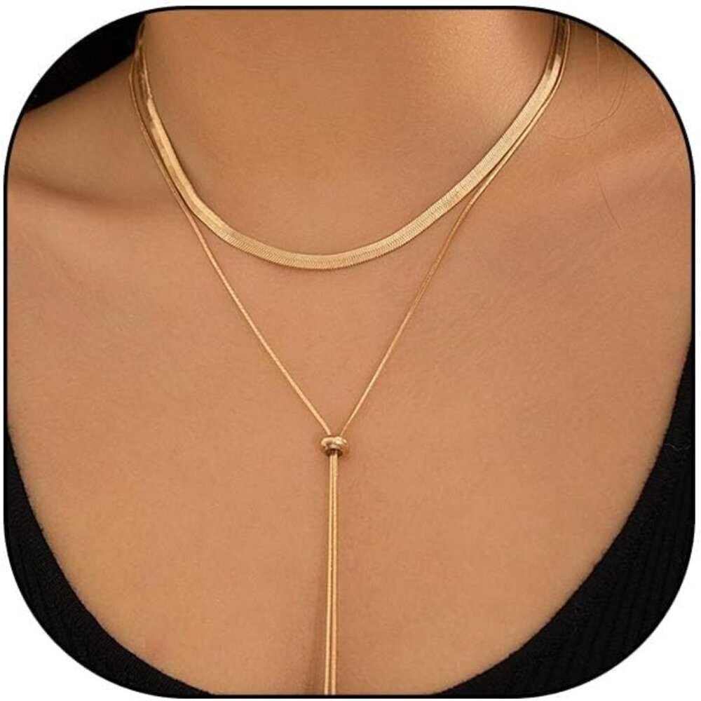 Chunky Gold Silver Statement Necklace Long Snake Chain Drop Jewelry